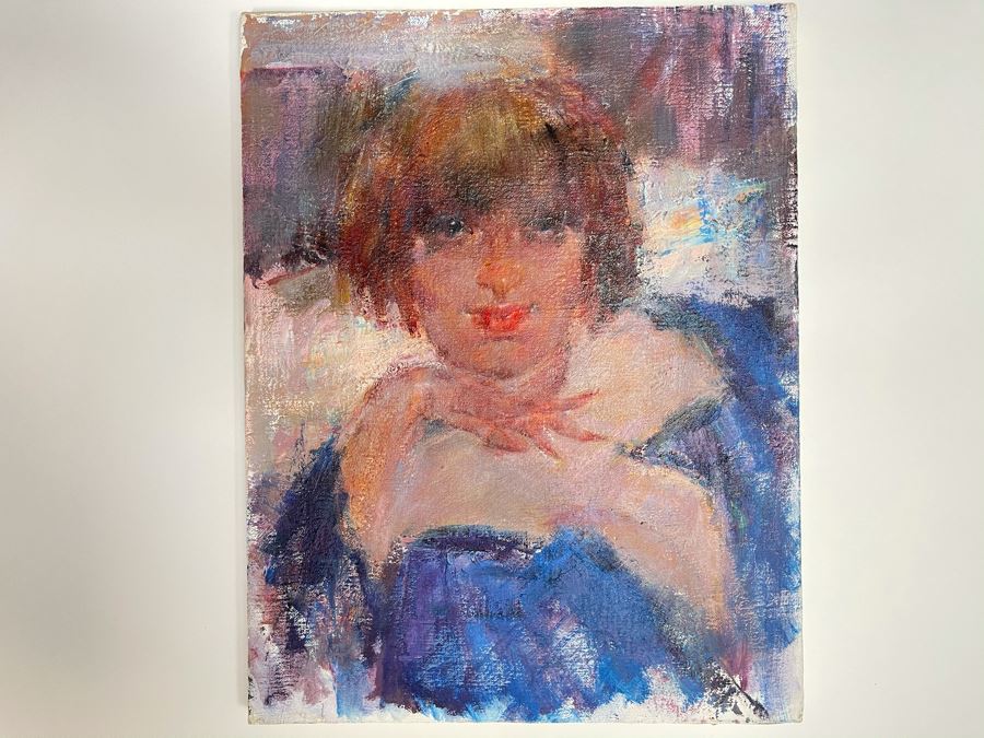 Max Turner Unsigned Original Face Portrait Painting On Canvas 14 X 18 [Photo 2]