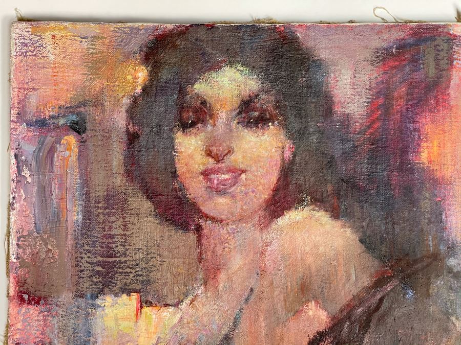 Max Turner Unsigned Original Face Portrait Painting On Canvas 14 X 18 [Photo 4]