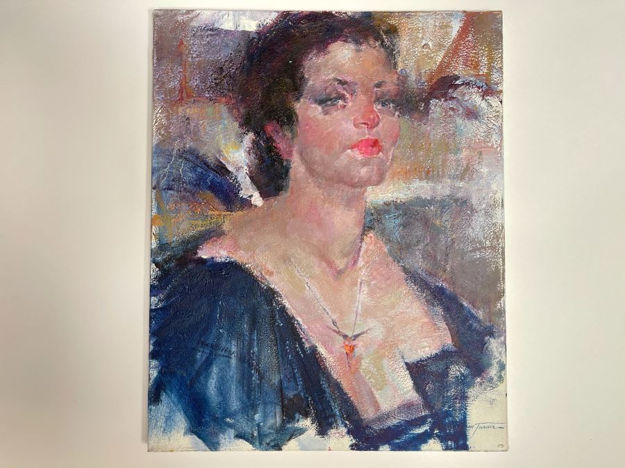 Max Turner Signed Original Face Portrait Painting On Canvas 16 X 20 [Photo 3]