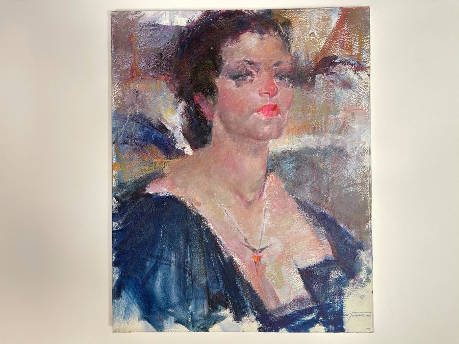 Max Turner Signed Original Face Portrait Painting On Canvas 16 X 20 [Photo 1]