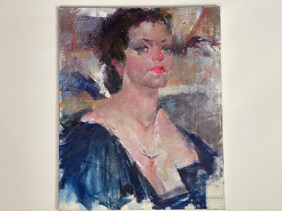 Max Turner Signed Original Face Portrait Painting On Canvas 16 X 20 [Photo 4]