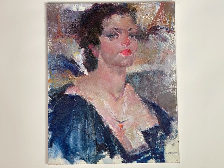 Max Turner Signed Original Face Portrait Painting On Canvas 16 X 20 [Photo 5]
