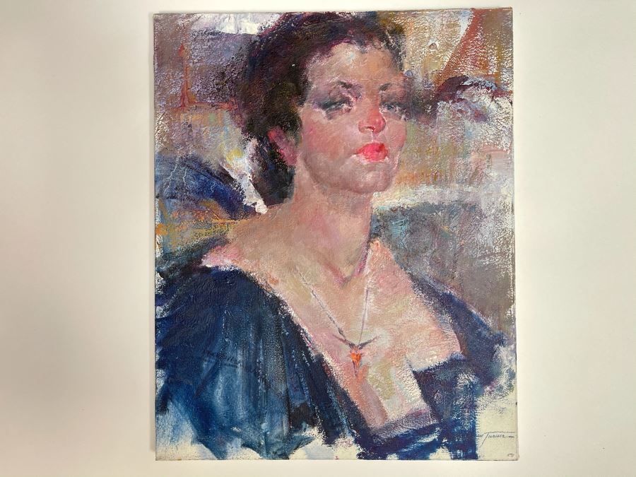 Max Turner Signed Original Face Portrait Painting On Canvas 16 X 20 [Photo 2]