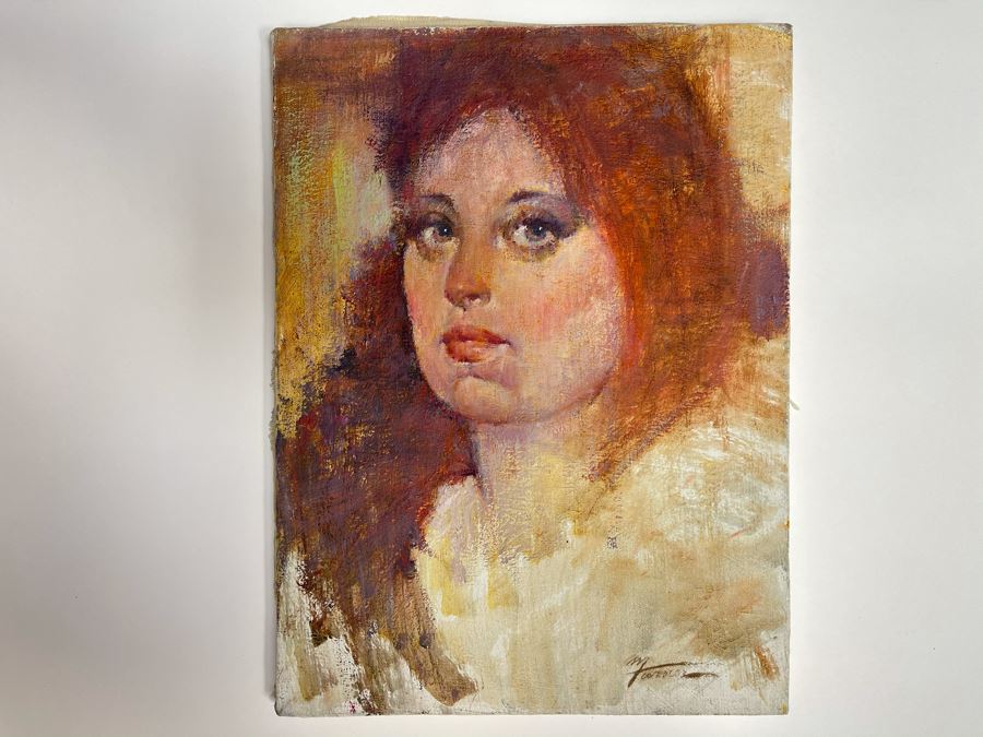 Max Turner Signed Original Face Portrait Painting On Canvas 12 X 16 [Photo 2]