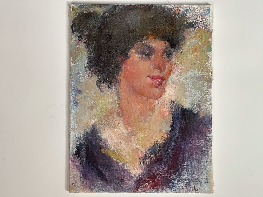 Max Turner Signed Original Face Portrait Painting On Canvas 12 X 16 [Photo 3]