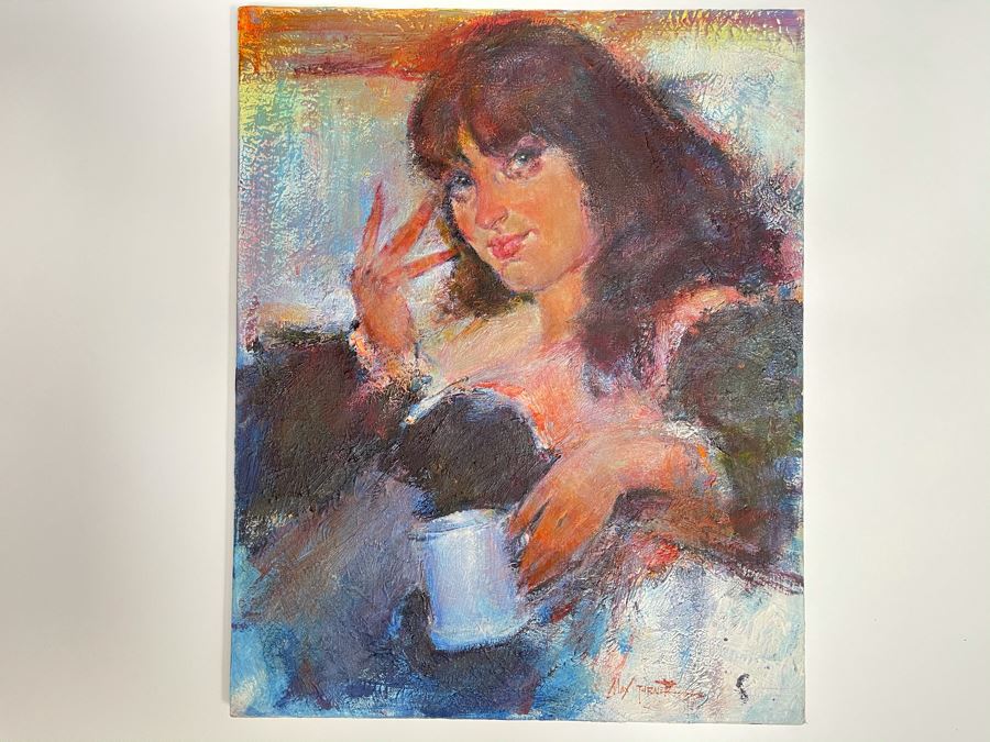 Max Turner Signed Original Face Portrait Painting On Canvas 16 X 20 [Photo 2]