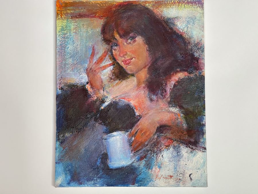 Max Turner Signed Original Face Portrait Painting On Canvas 16 X 20 [Photo 3]