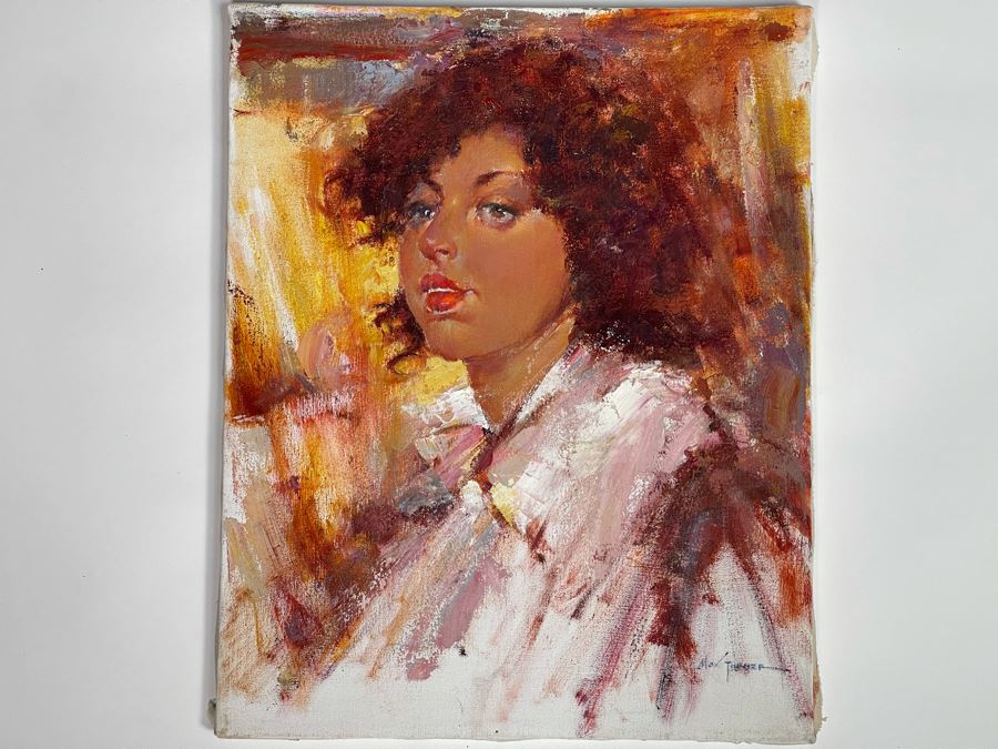 Max Turner Signed Original Face Portrait Painting On Canvas 16 X 20 [Photo 3]