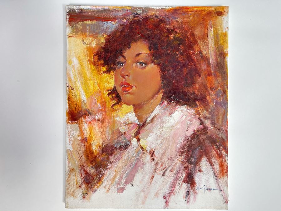 Max Turner Signed Original Face Portrait Painting On Canvas 16 X 20 [Photo 2]