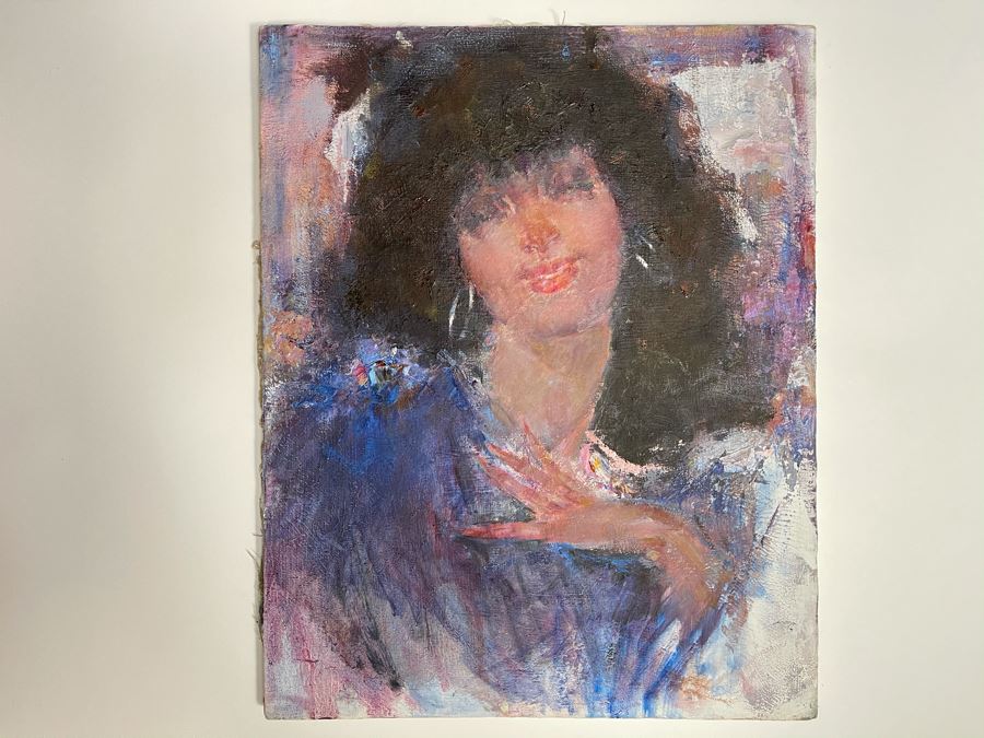 Max Turner Unsigned Original Face Portrait Painting On Canvas 16 X 20 [Photo 3]