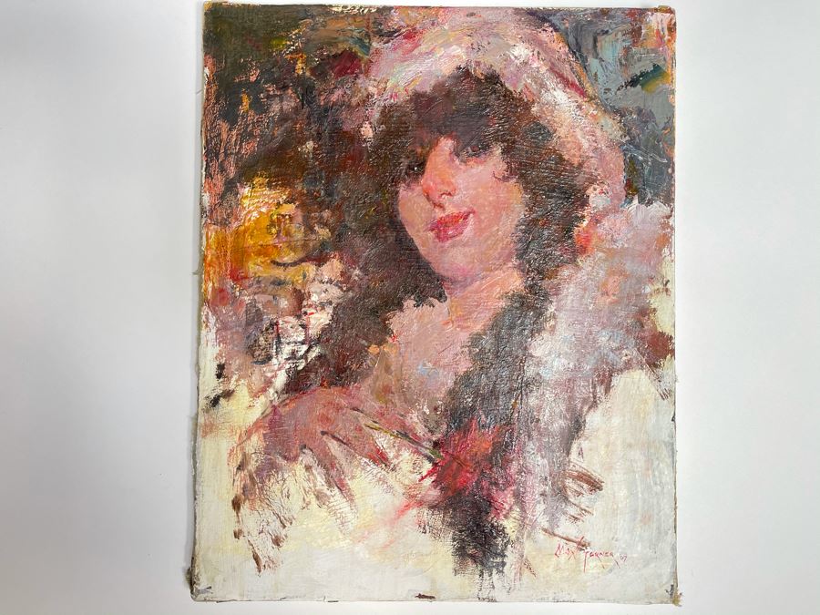 Max Turner Signed Original Face Portrait Painting On Canvas 16 X 20 [Photo 2]