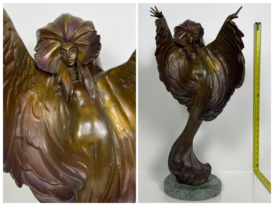 Max Turner Signed Bronze Sculpture On Marble Base 1989 Titled Cher 24'H X 11'W X 9'D 43lbs