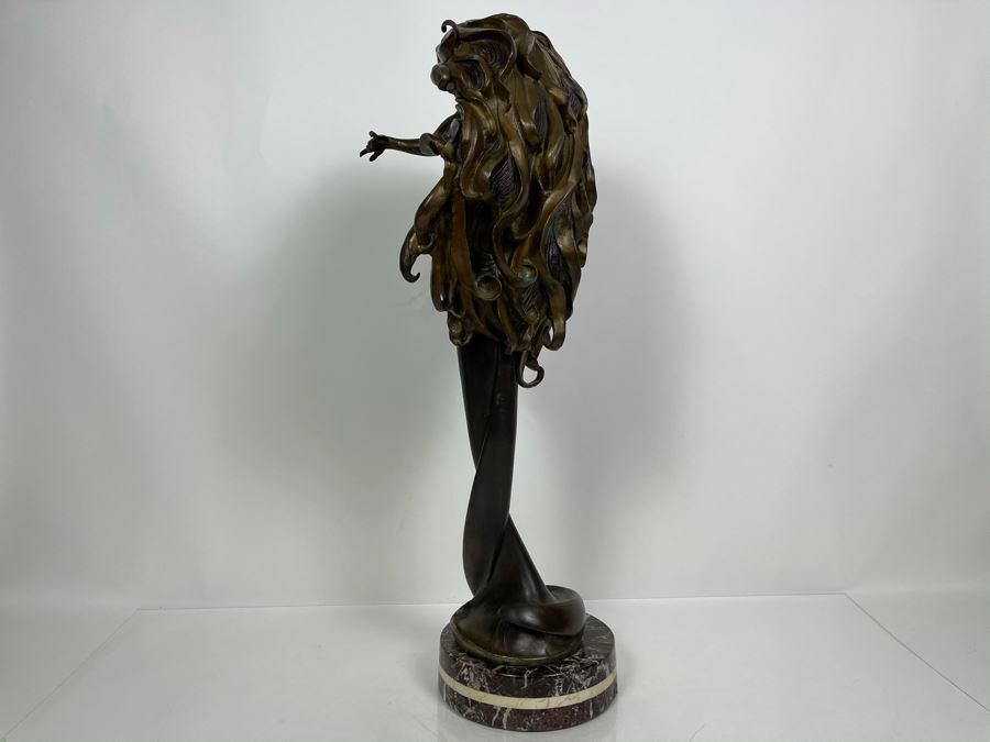 Max Turner Signed Bronze Sculpture On Marble Base 1990 Titled Curly Top 26'H X 11'W X 9'D 36lbs [Photo 15]