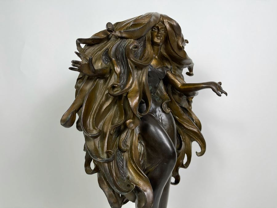 Max Turner Signed Bronze Sculpture On Marble Base 1990 Titled Curly Top 26'H X 11'W X 9'D 36lbs [Photo 10]