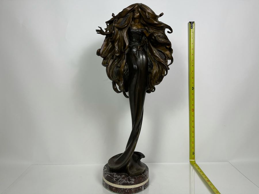 Max Turner Signed Bronze Sculpture On Marble Base 1990 Titled Curly Top 26'H X 11'W X 9'D 36lbs [Photo 2]