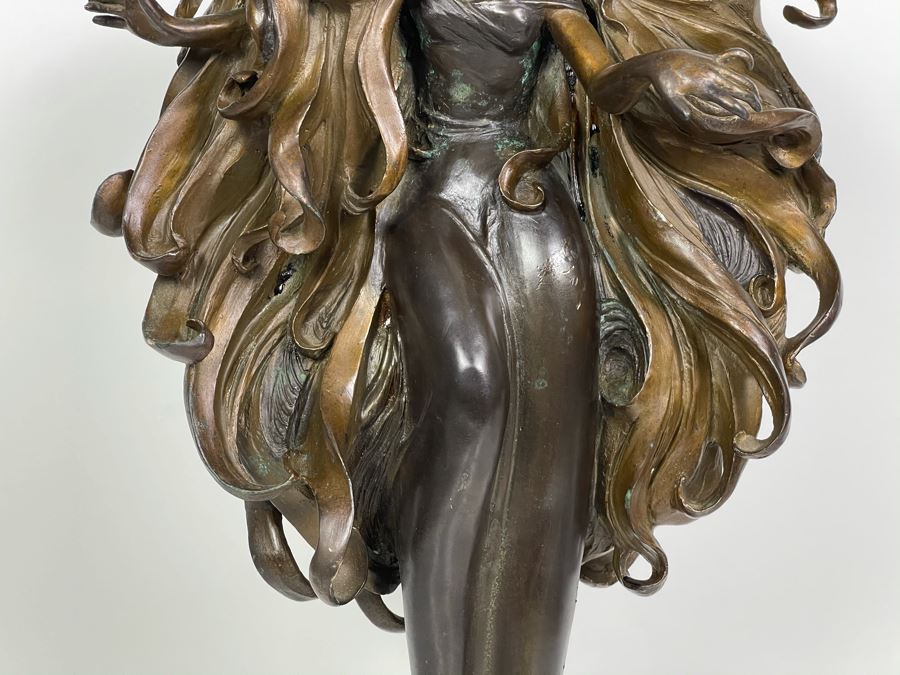 Max Turner Signed Bronze Sculpture On Marble Base 1990 Titled Curly Top 26'H X 11'W X 9'D 36lbs [Photo 7]