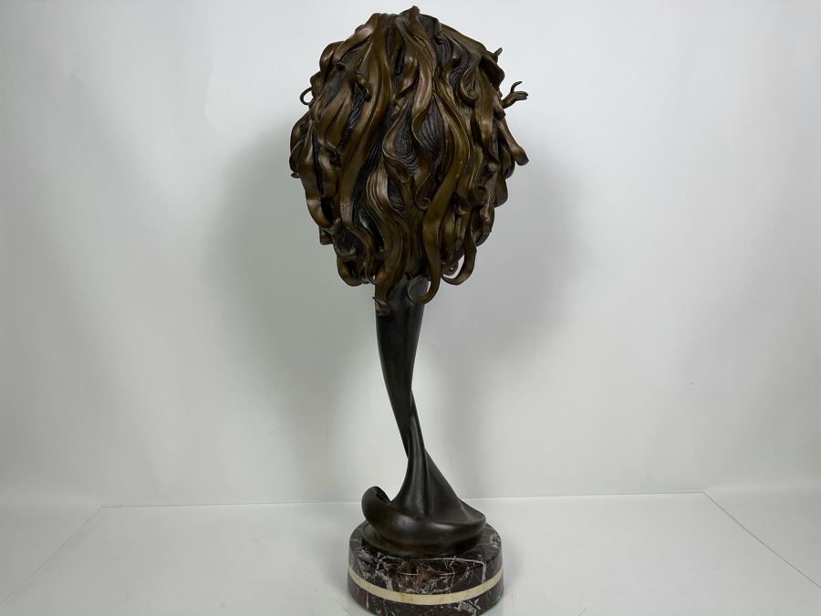 Max Turner Signed Bronze Sculpture On Marble Base 1990 Titled Curly Top 26'H X 11'W X 9'D 36lbs [Photo 11]
