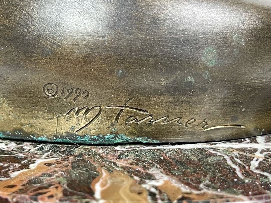 Max Turner Signed Bronze Sculpture On Marble Base 1990 Titled Curly Top 26'H X 11'W X 9'D 36lbs [Photo 14]