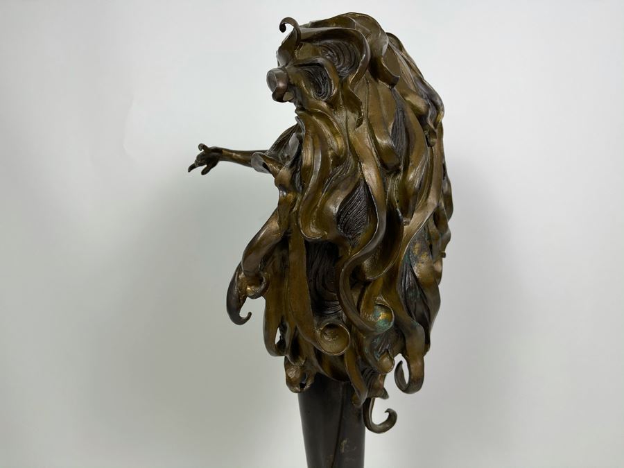 Max Turner Signed Bronze Sculpture On Marble Base 1990 Titled Curly Top 26'H X 11'W X 9'D 36lbs [Photo 16]