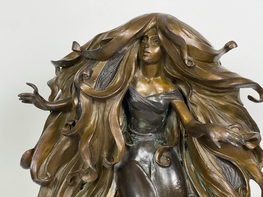 Max Turner Signed Bronze Sculpture On Marble Base 1990 Titled Curly Top 26'H X 11'W X 9'D 36lbs [Photo 6]