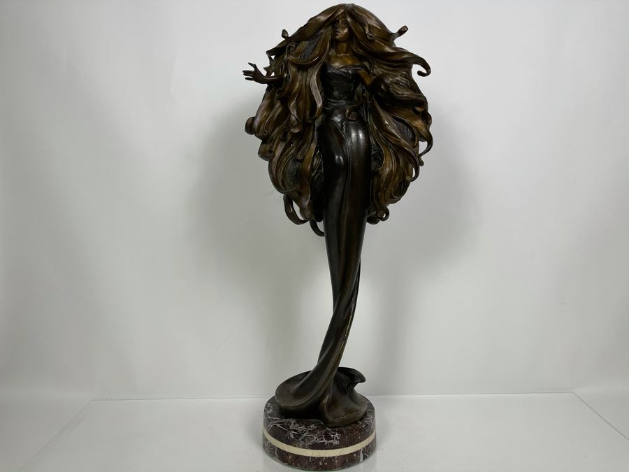 Max Turner Signed Bronze Sculpture On Marble Base 1990 Titled Curly Top 26'H X 11'W X 9'D 36lbs [Photo 4]