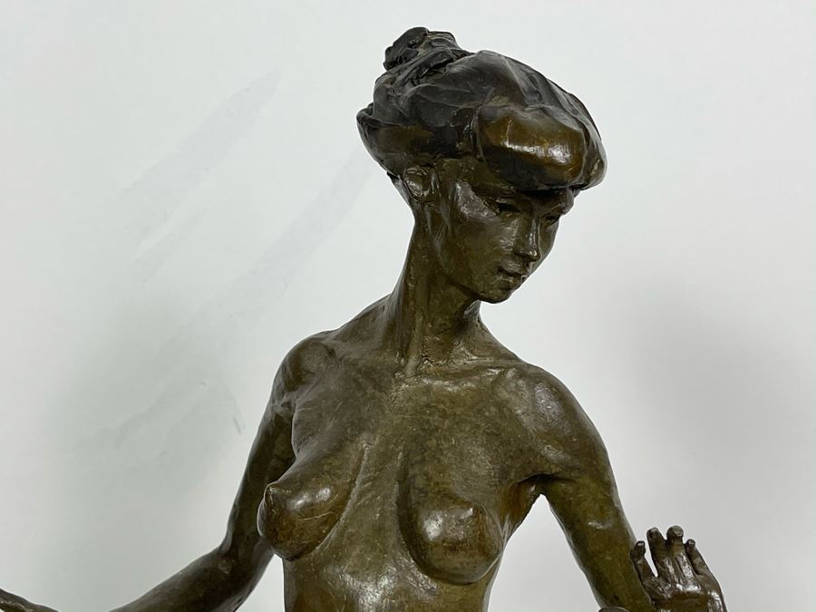 Max Turner Signed Bronze Nude Female Sculpture On Marble Base 1990 21'H X 10'W X 8'D 19lbs [Photo 8]