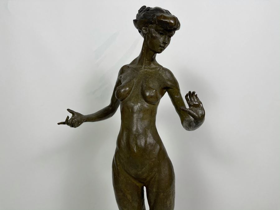 Max Turner Signed Bronze Nude Female Sculpture On Marble Base 1990 21'H X 10'W X 8'D 19lbs [Photo 7]