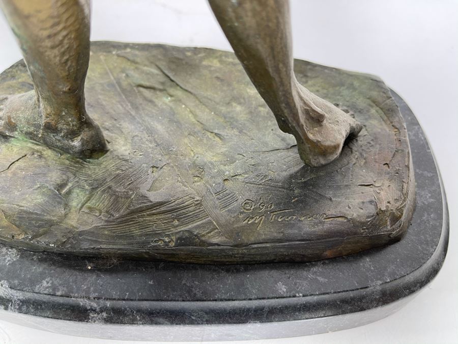 Max Turner Signed Bronze Nude Female Sculpture On Marble Base 1990 21'H X 10'W X 8'D 19lbs [Photo 19]