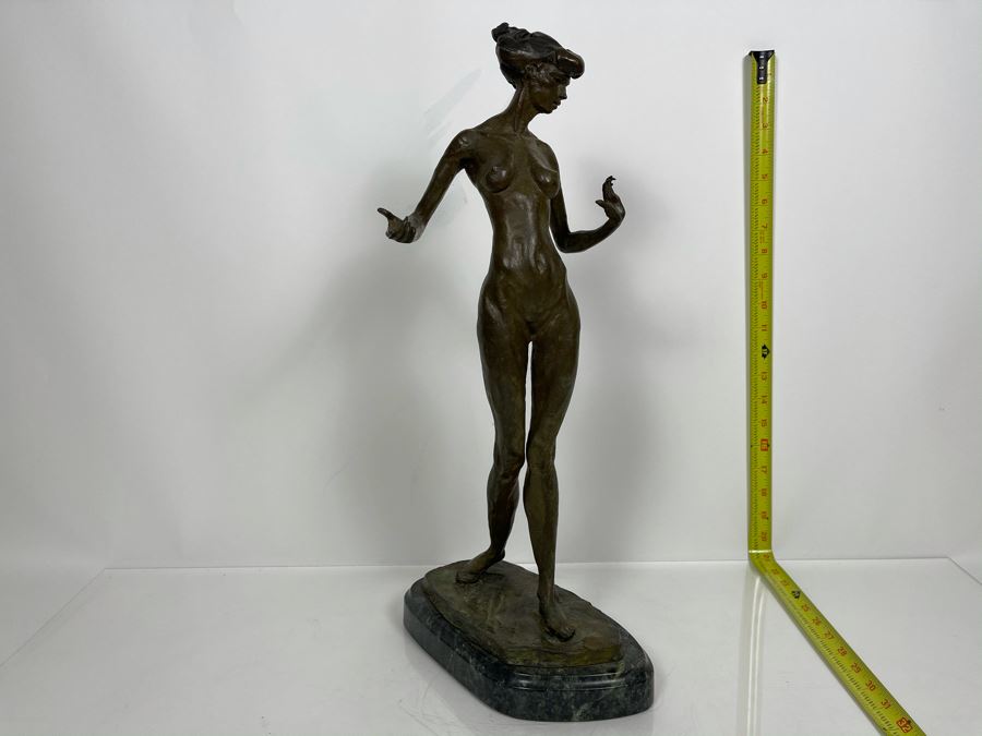 Max Turner Signed Bronze Nude Female Sculpture On Marble Base 1990 21'H X 10'W X 8'D 19lbs [Photo 4]