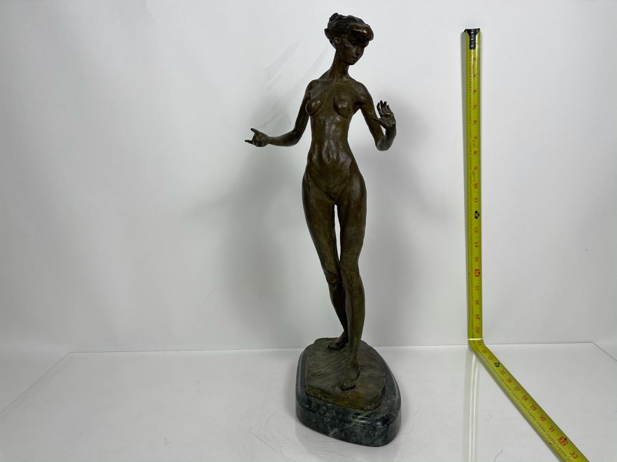 Max Turner Signed Bronze Nude Female Sculpture On Marble Base 1990 21'H X 10'W X 8'D 19lbs [Photo 6]