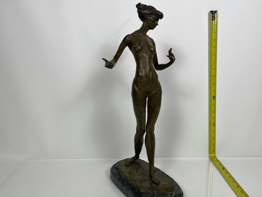 Max Turner Signed Bronze Nude Female Sculpture On Marble Base 1990 21'H X 10'W X 8'D 19lbs [Photo 5]
