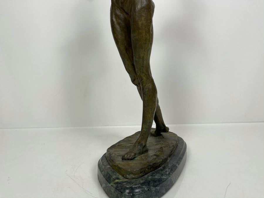 Max Turner Signed Bronze Nude Female Sculpture On Marble 