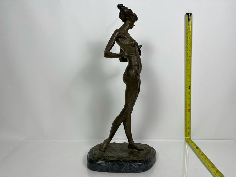 Max Turner Signed Bronze Nude Female Sculpture On Marble Base 1990 21'H X 10'W X 8'D 19lbs [Photo 2]