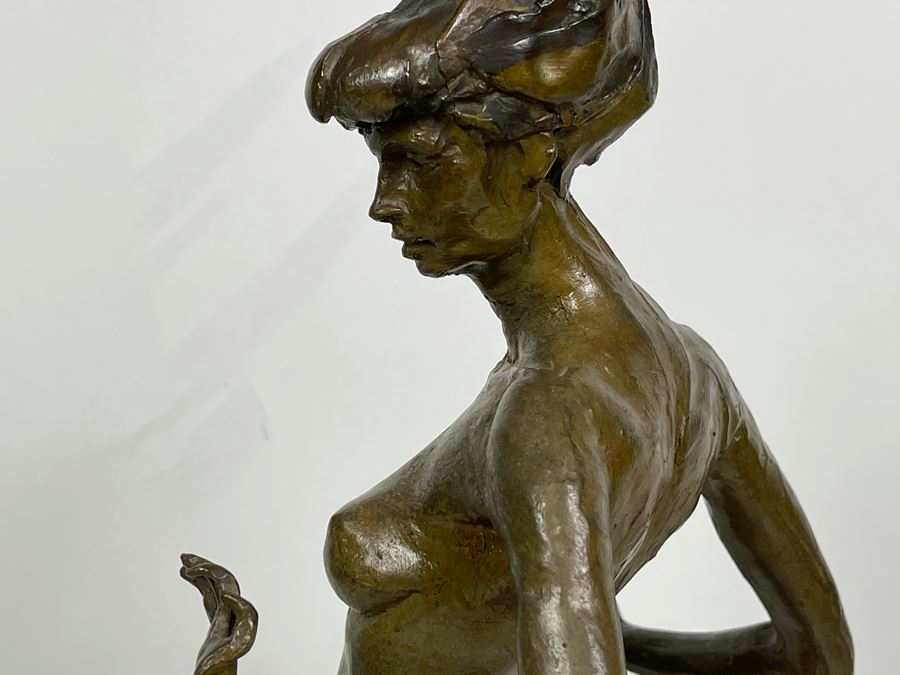 Max Turner Signed Bronze Nude Female Sculpture On Marble Base 1990 21'H X 10'W X 8'D 19lbs [Photo 22]