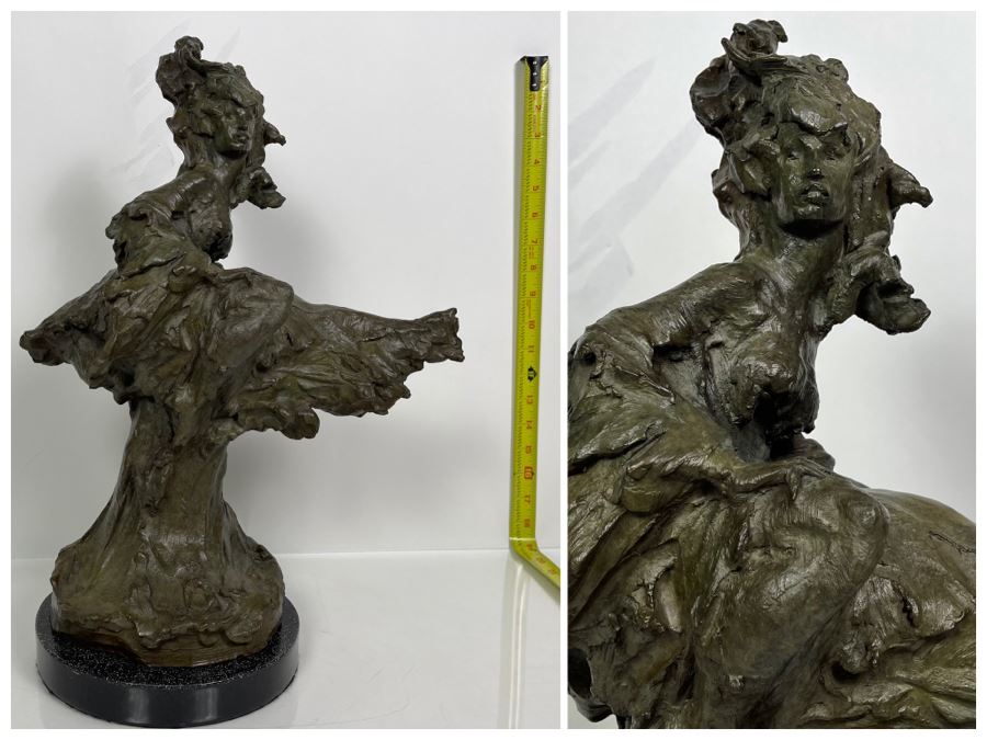 Max Turner Signed Bronze Female Sculpture On Marble Base 1997 19'H X 13'W X 8'D 20lbs [Photo 1]