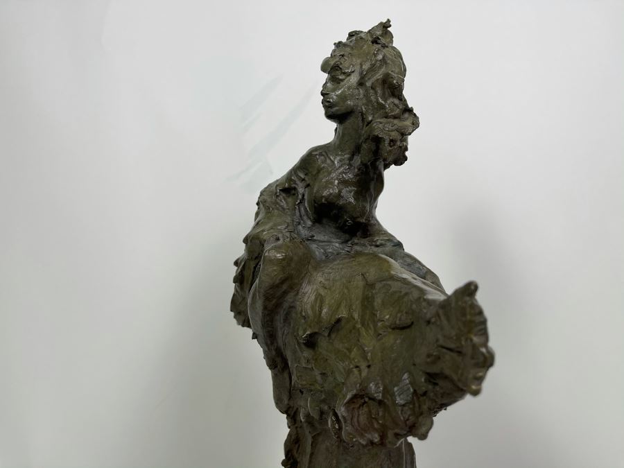 Max Turner Signed Bronze Female Sculpture On Marble Base 1997 19'H X 13'W X 8'D 20lbs [Photo 15]