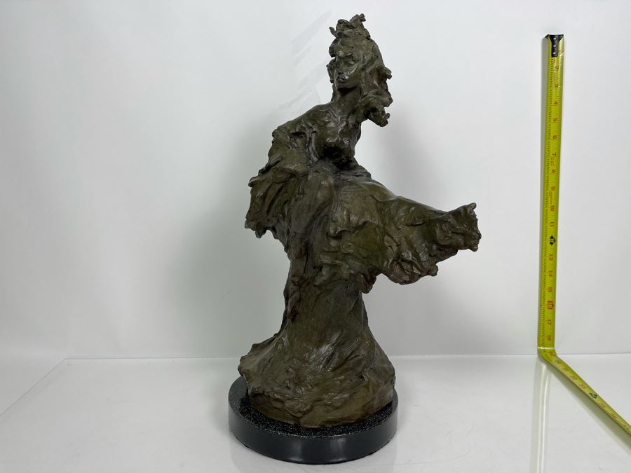 Max Turner Signed Bronze Female Sculpture On Marble Base 1997 19'H X 13'W X 8'D 20lbs [Photo 4]
