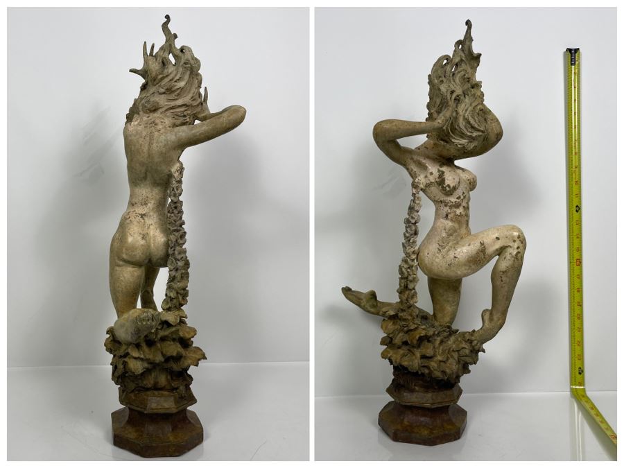 Max Turner Signed Bronze Nude Female Masterpiece Sculpture With Antique Shabby Chic Patina 25'H X 12'W X 7'D 37lbs