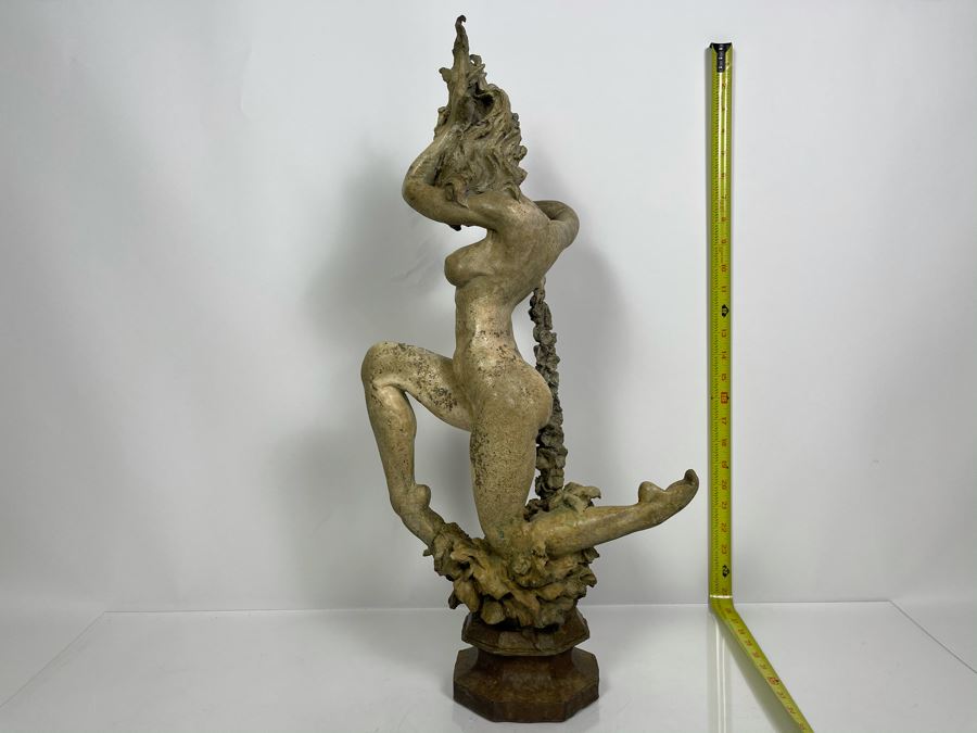Max Turner Signed Bronze Nude Female Masterpiece Sculpture With Antique Shabby Chic Patina 25'H X 12'W X 7'D 37lbs [Photo 6]