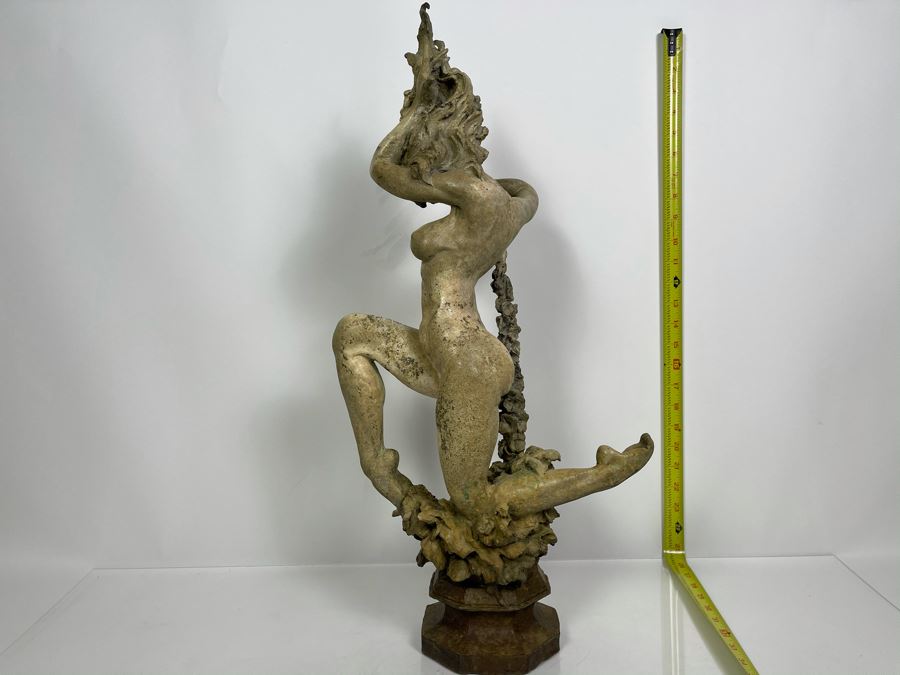 Max Turner Signed Bronze Nude Female Masterpiece Sculpture With Antique Shabby Chic Patina 25'H X 12'W X 7'D 37lbs [Photo 7]