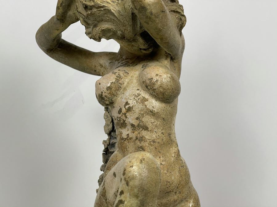 Max Turner Signed Bronze Nude Female Masterpiece Sculpture With Antique Shabby Chic Patina 25'H X 12'W X 7'D 37lbs [Photo 12]