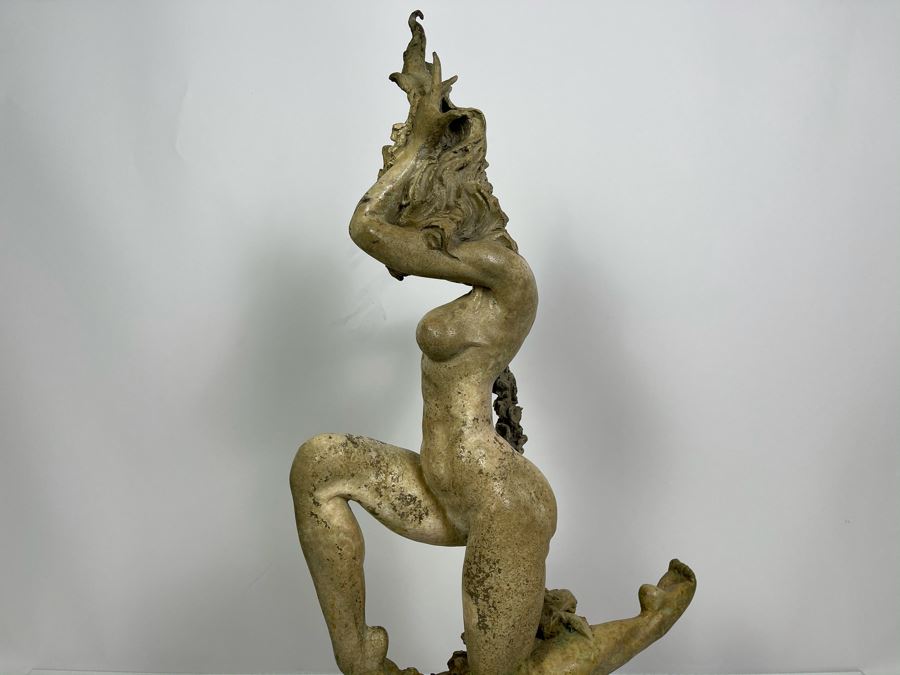 Max Turner Signed Bronze Nude Female Masterpiece Sculpture With Antique Shabby Chic Patina 25'H X 12'W X 7'D 37lbs [Photo 25]
