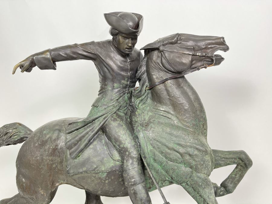 Signed Max Turner Bronze Sculpture On Marble Base Titled 'Paul Revere' After Cyrus Edwin Dallin 21W X 8D X 20H 73lbs [Photo 11]