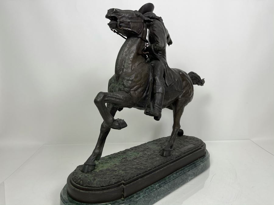 Signed Max Turner Bronze Sculpture On Marble Base Titled 'Paul Revere' After Cyrus Edwin Dallin 21W X 8D X 20H 73lbs [Photo 20]