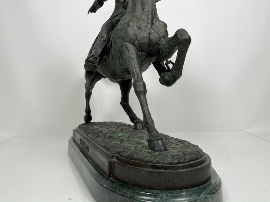 Signed Max Turner Bronze Sculpture On Marble Base Titled 'Paul Revere' After Cyrus Edwin Dallin 21W X 8D X 20H 73lbs [Photo 18]