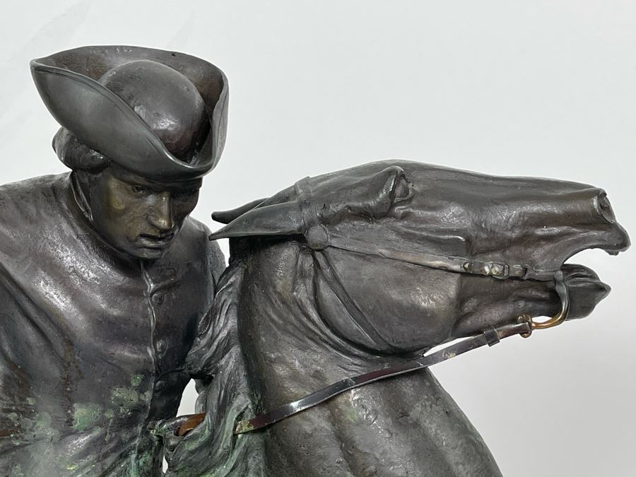 Signed Max Turner Bronze Sculpture On Marble Base Titled 'Paul Revere' After Cyrus Edwin Dallin 21W X 8D X 20H 73lbs [Photo 6]