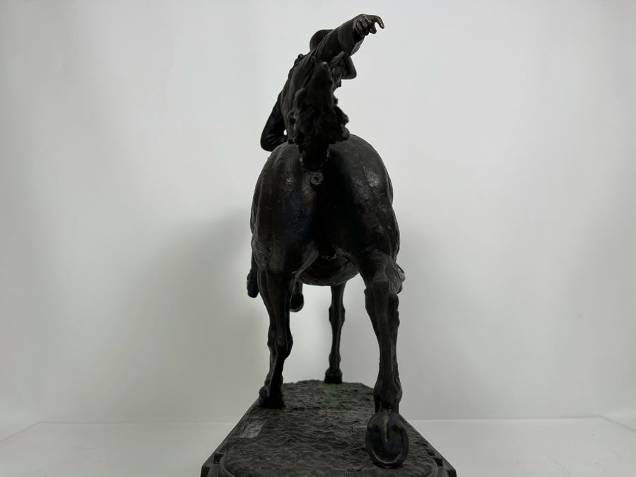 Signed Max Turner Bronze Sculpture On Marble Base Titled 'Paul Revere' After Cyrus Edwin Dallin 21W X 8D X 20H 73lbs [Photo 34]