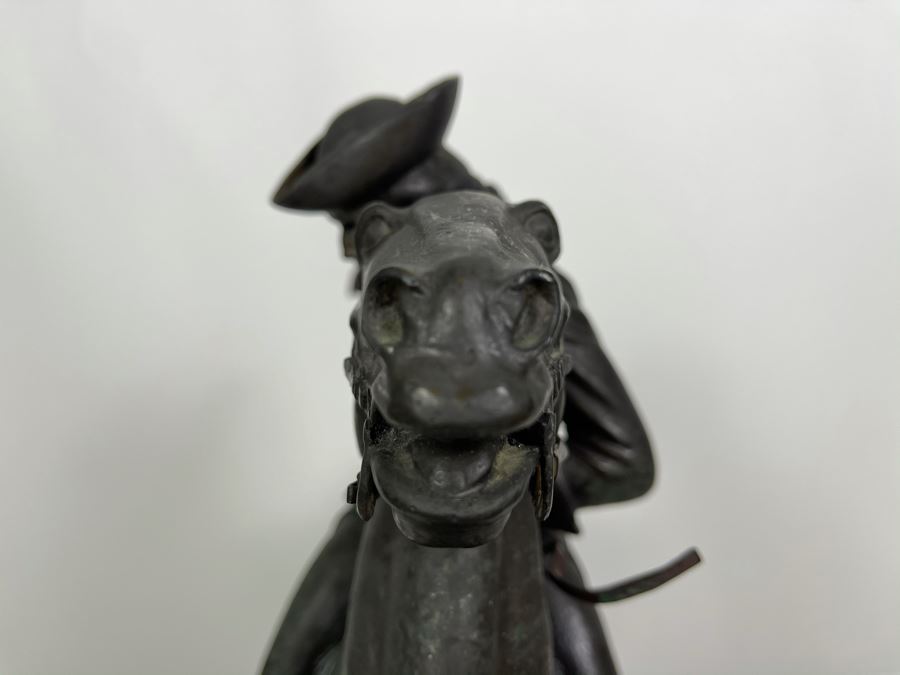 Signed Max Turner Bronze Sculpture On Marble Base Titled 'Paul Revere' After Cyrus Edwin Dallin 21W X 8D X 20H 73lbs [Photo 36]