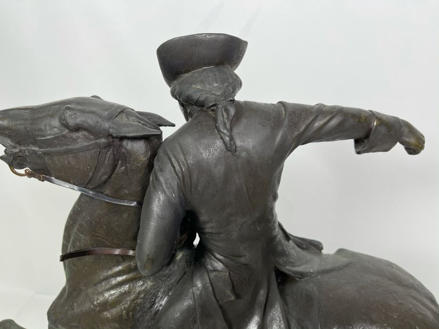 Signed Max Turner Bronze Sculpture On Marble Base Titled 'Paul Revere' After Cyrus Edwin Dallin 21W X 8D X 20H 73lbs [Photo 25]
