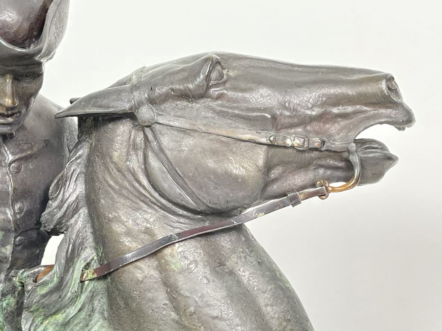 Signed Max Turner Bronze Sculpture On Marble Base Titled 'Paul Revere' After Cyrus Edwin Dallin 21W X 8D X 20H 73lbs [Photo 7]